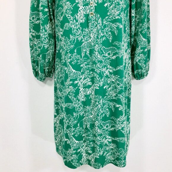 Lilly Pulitzer Cotton Emery Dress XS Gold Logo Buttons Fairy Whimsy Zoo Safari - Picture 10 of 16
